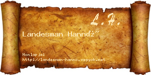 Landesman Hannó névjegykártya